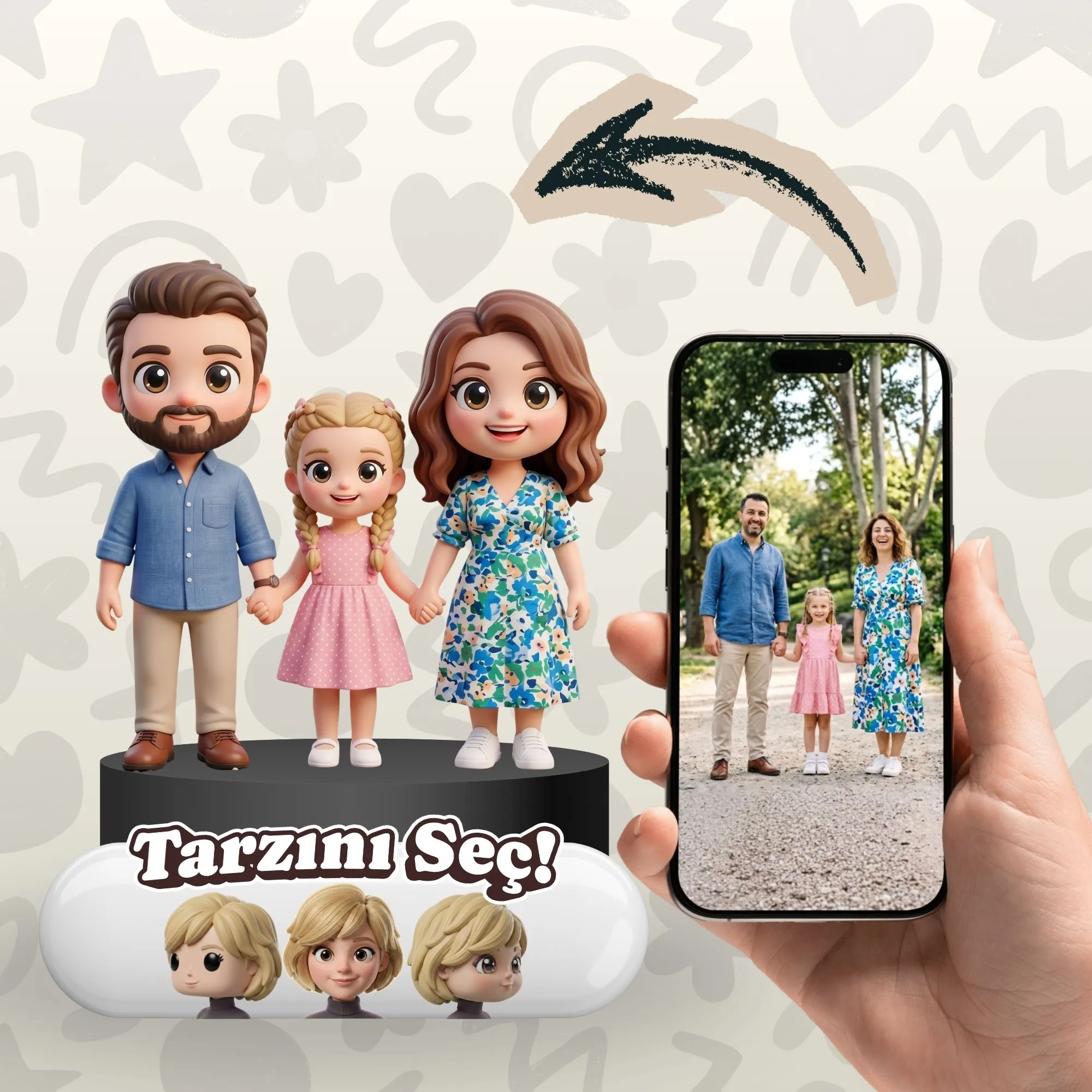 Aile Figürü (3 Kişilik) - 3D Figür & Biblo | PECREA