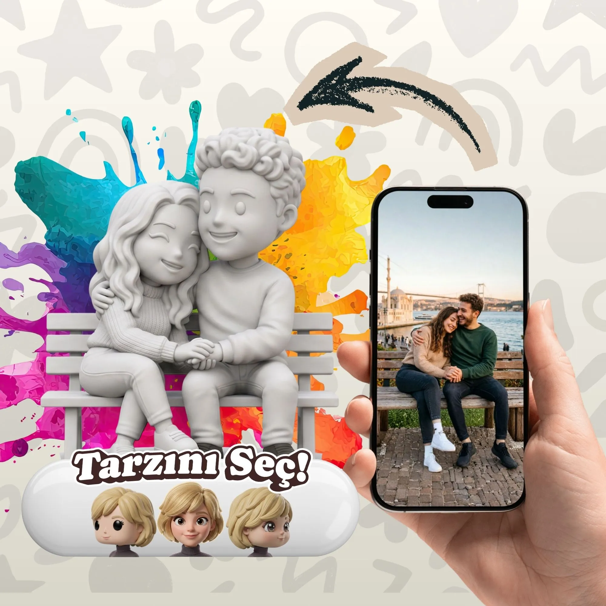 Boyanabilir Çift Figürü - 3D Figür & Biblo | PECREA
